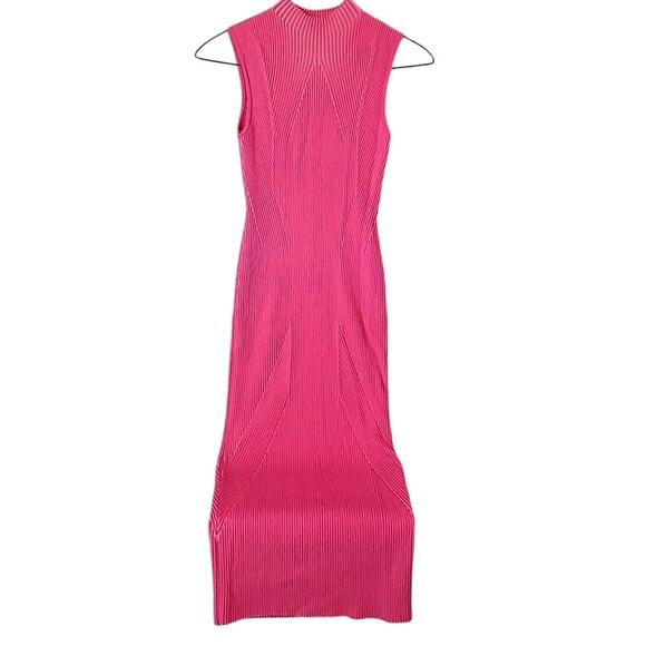 Acler Rickman Dress Sz 6 Berry Pink Ribbed Knit Midi Designer Bodycon EUC - Picture 5 of 10
